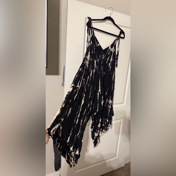 Boho Tye Dye Black and Cream Jumpsuit - Picture 5 of 7